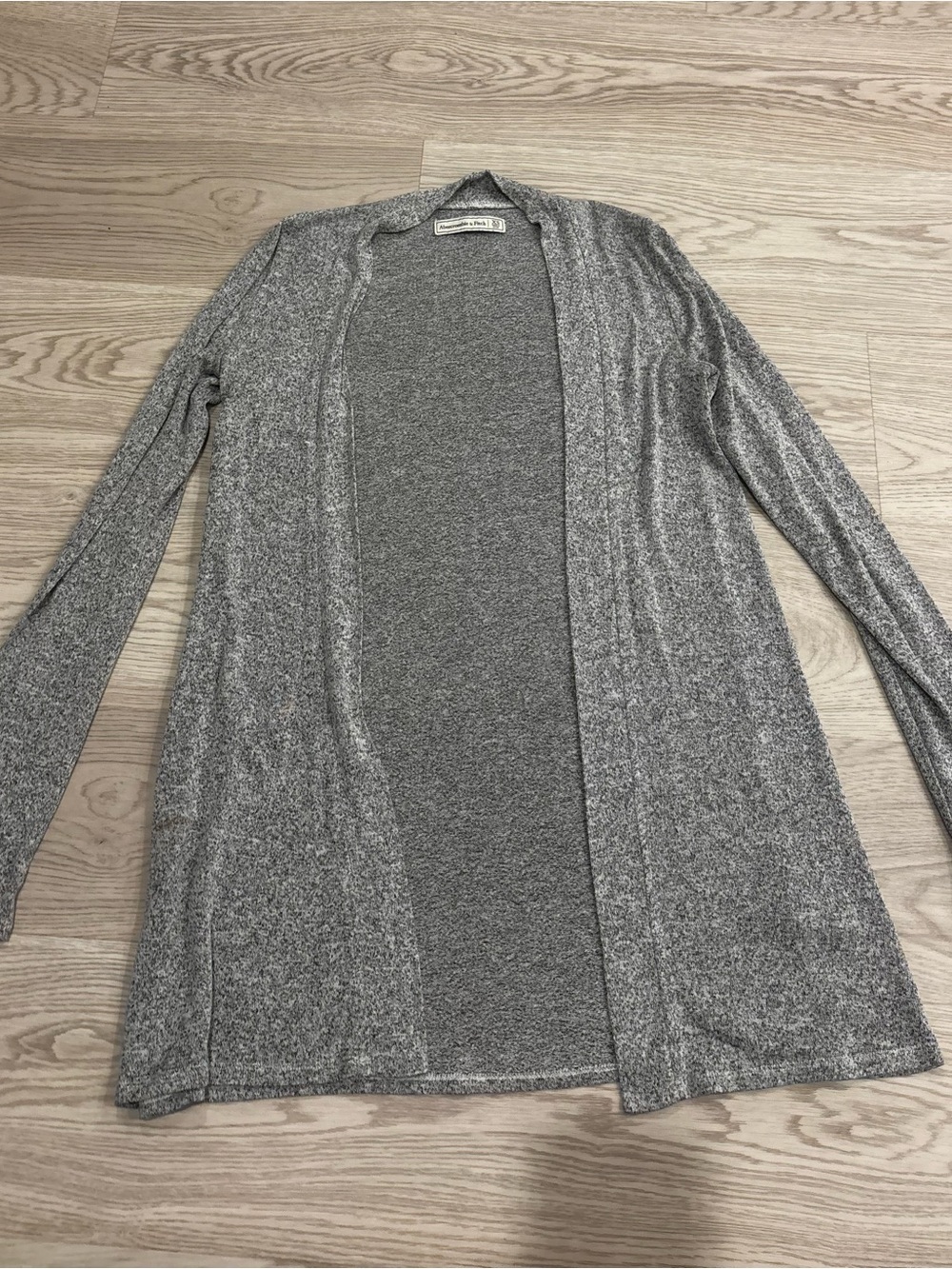 Abercrombie & Fitch Light Gray Open-Front Cardigan